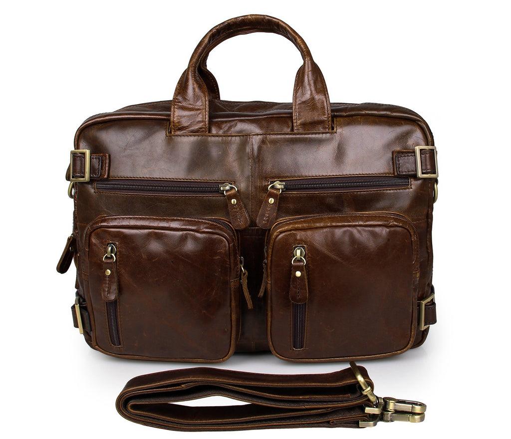 Men's Convertible Leather Handbag Backpack