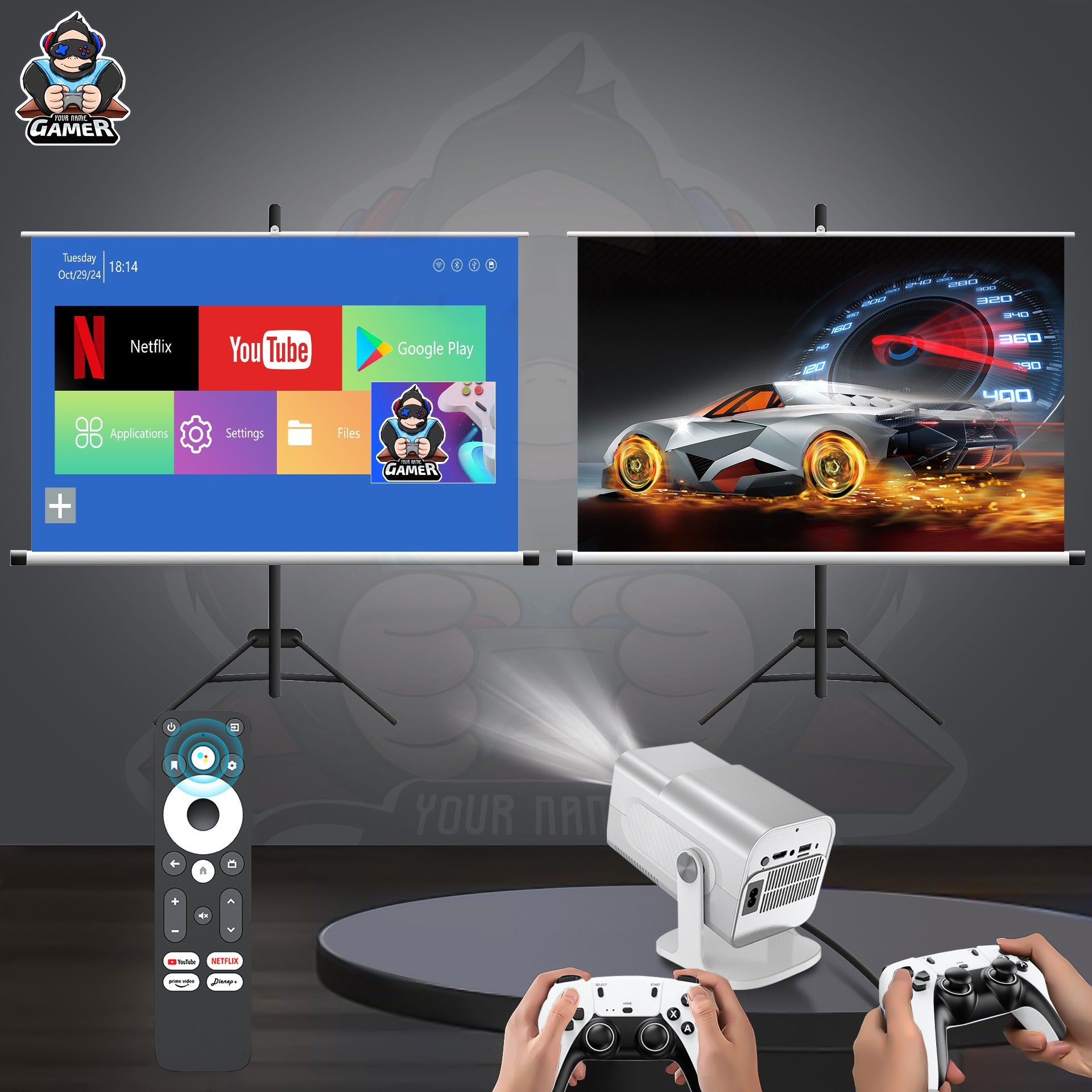 Mini Android Game Console with 4K HD Projector