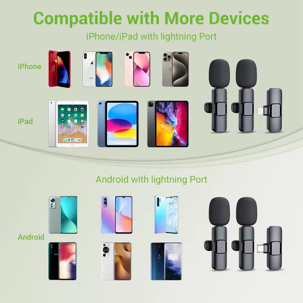 Wireless Stereo Lavalier Mini Lapel Smart Phone Microphone