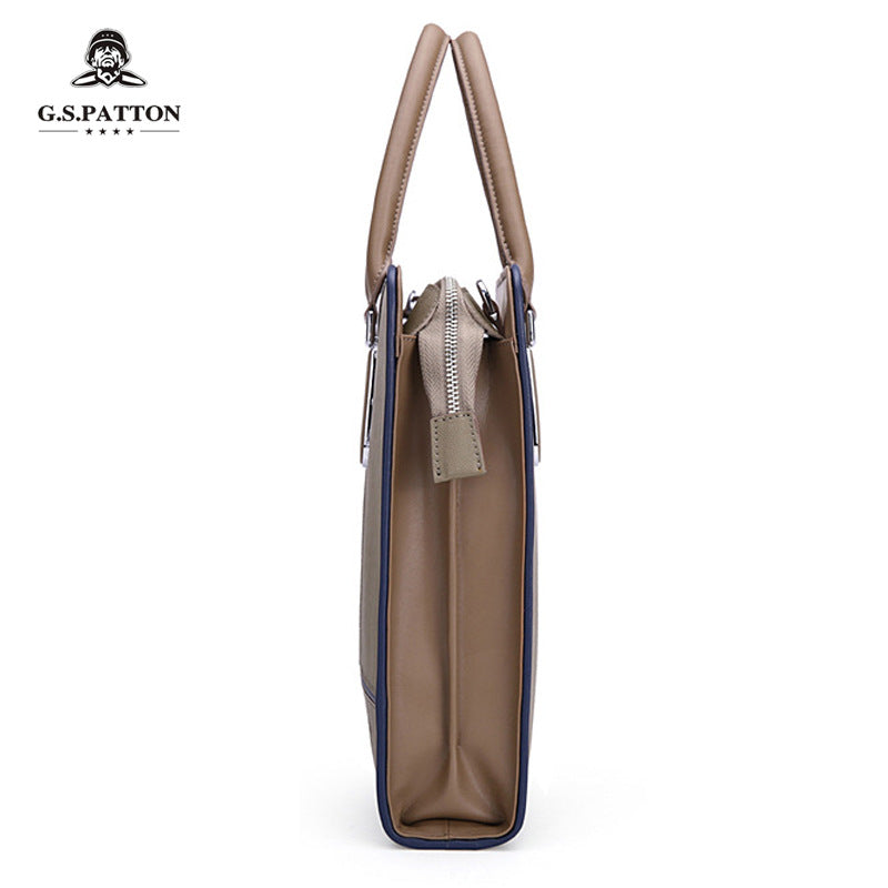 Leather Briefcase Crossbody Bag