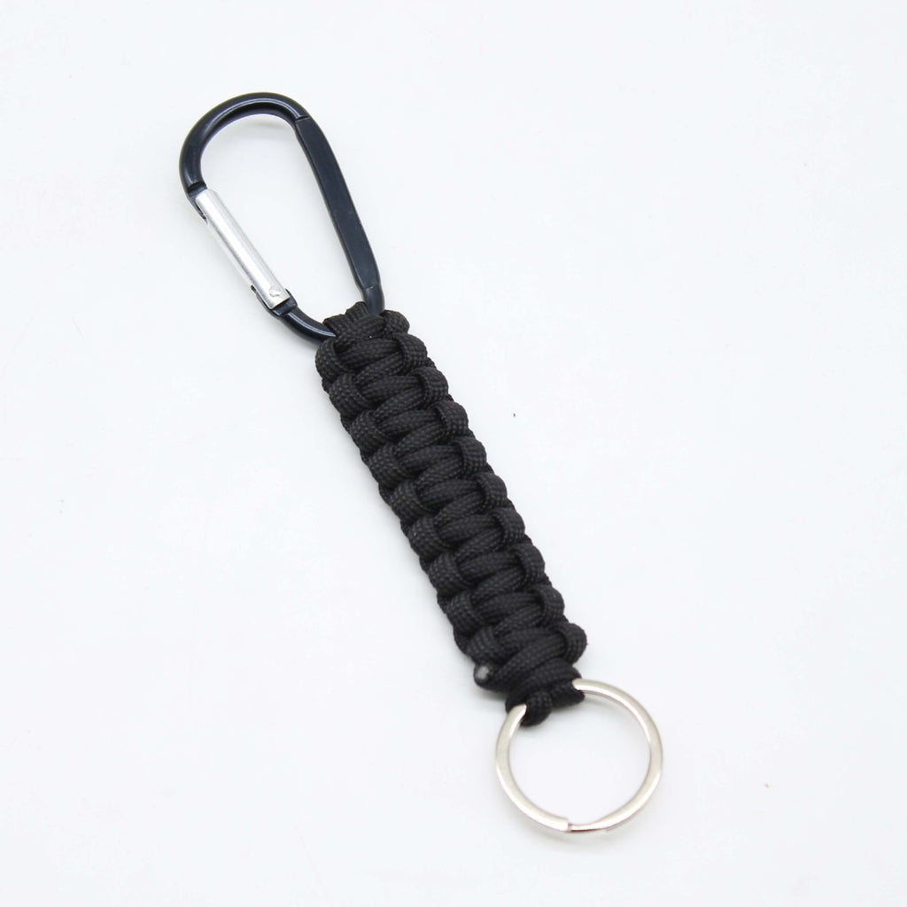 Black Paracord Keychain with Climbing Carabiner Hook