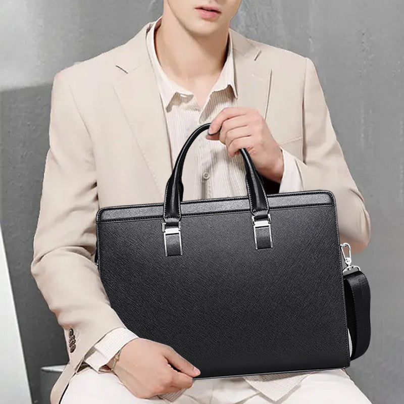 Genuine Leather Briefcase for 14-Inch Laptop