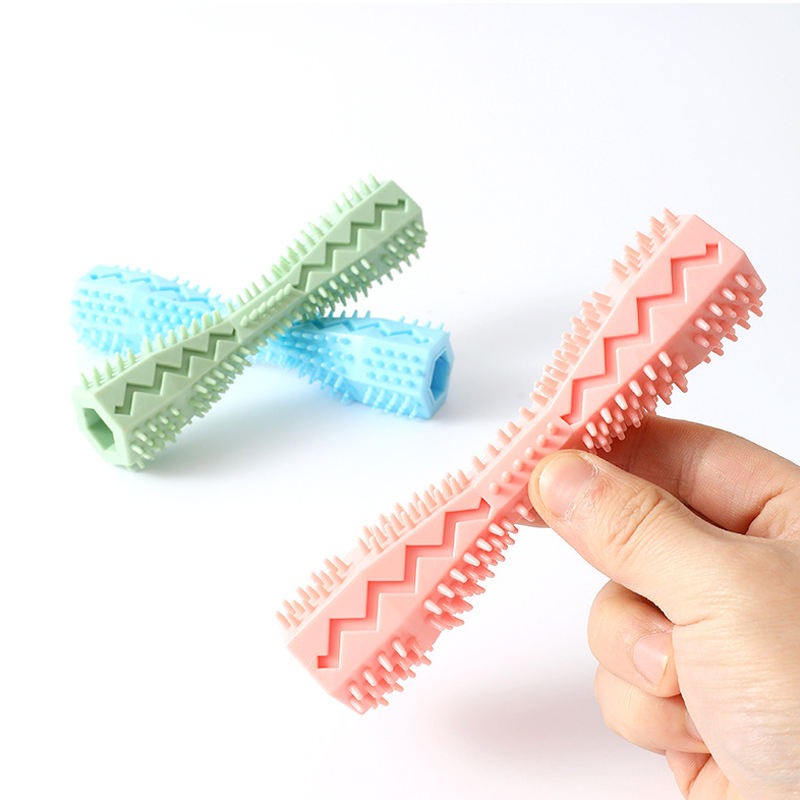 Durable Soft Rubber Dog Toothbrush Chew Toy Stick
