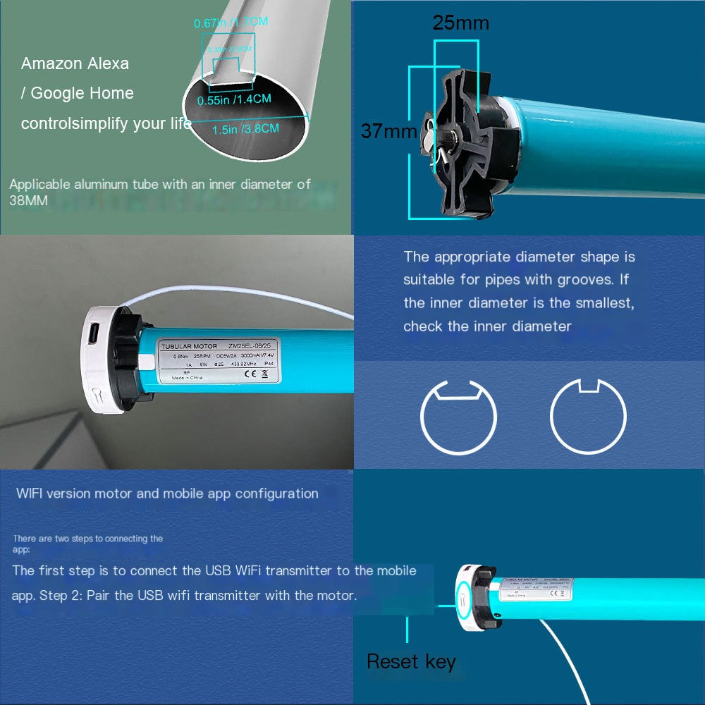Smart Roller Blinds Motor for 38mm Aluminum Tubes