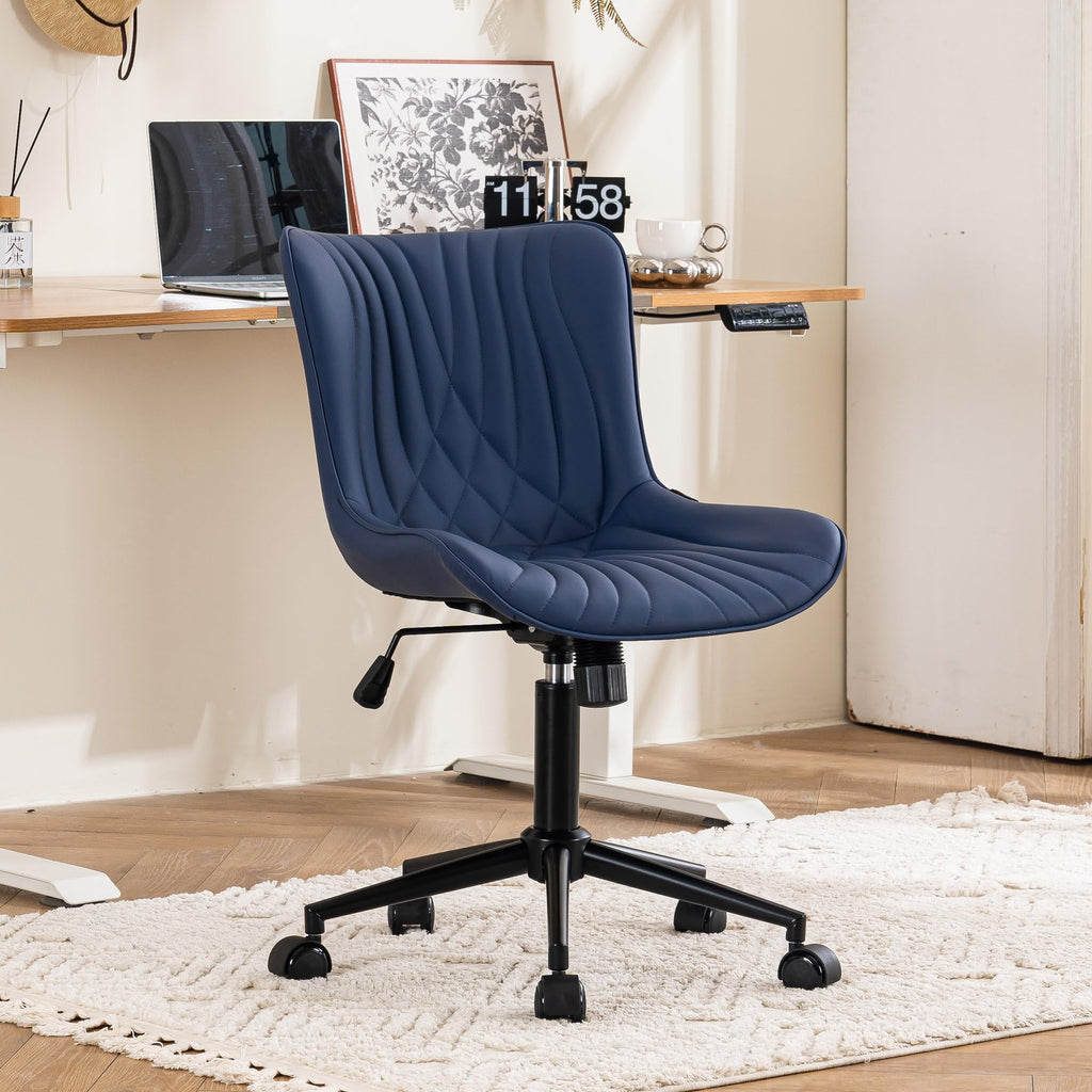 YOUTASTE Armless Swivel Office Chair, Faux Leather