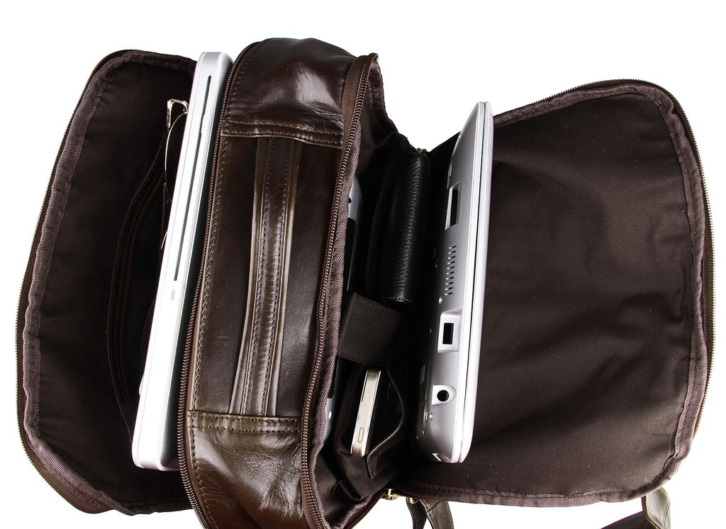 Genuine Leather Laptop Backpack, 15-Inch