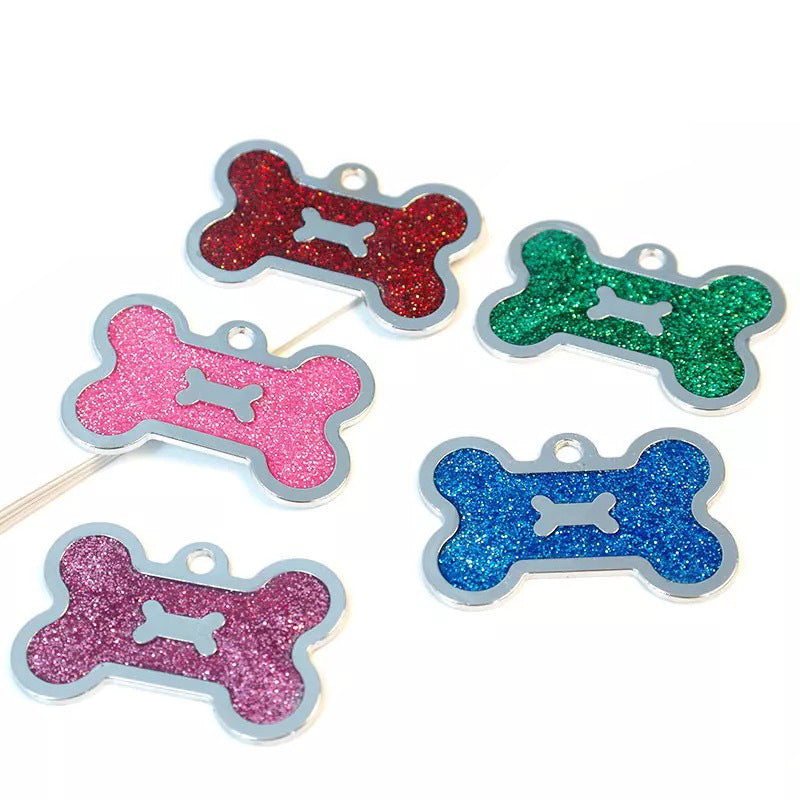 Zinc Alloy Double Bone Shape Pet ID Tag with Laser Engraving