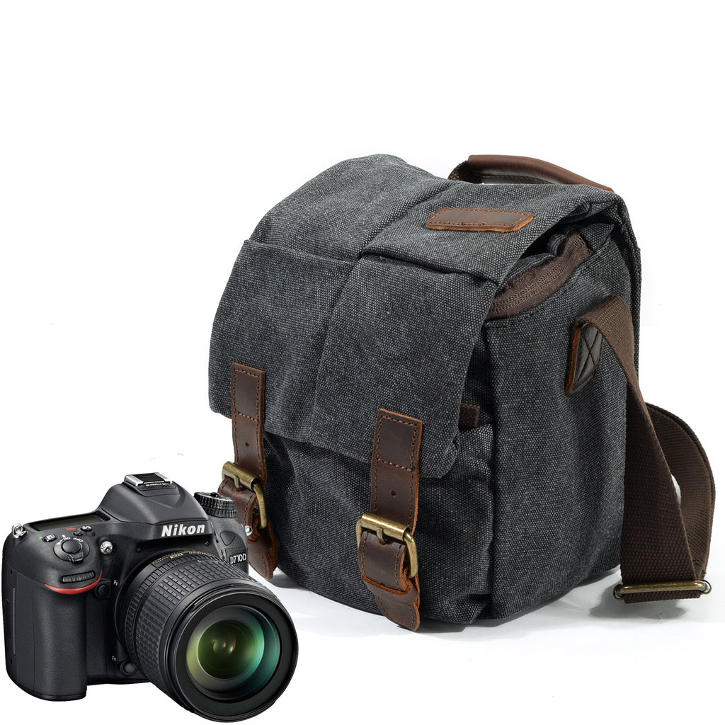 Vintage Waterproof Canvas Camera Bag for Men and Women