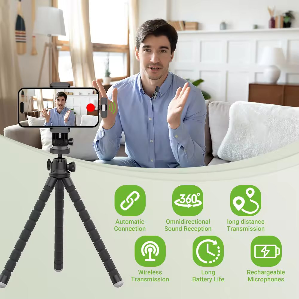 Wireless Stereo Lavalier Mini Lapel Smart Phone Microphone