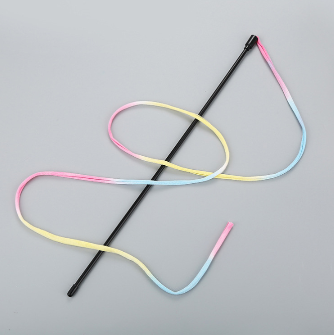 Rainbow Ribbon Cat Teaser Wand for Interactive Play