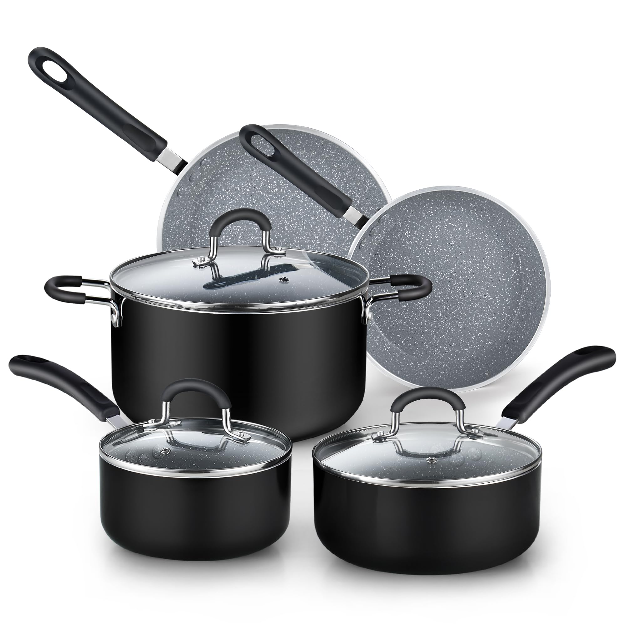 8-Piece Nonstick Cookware Set, Marble Finish
