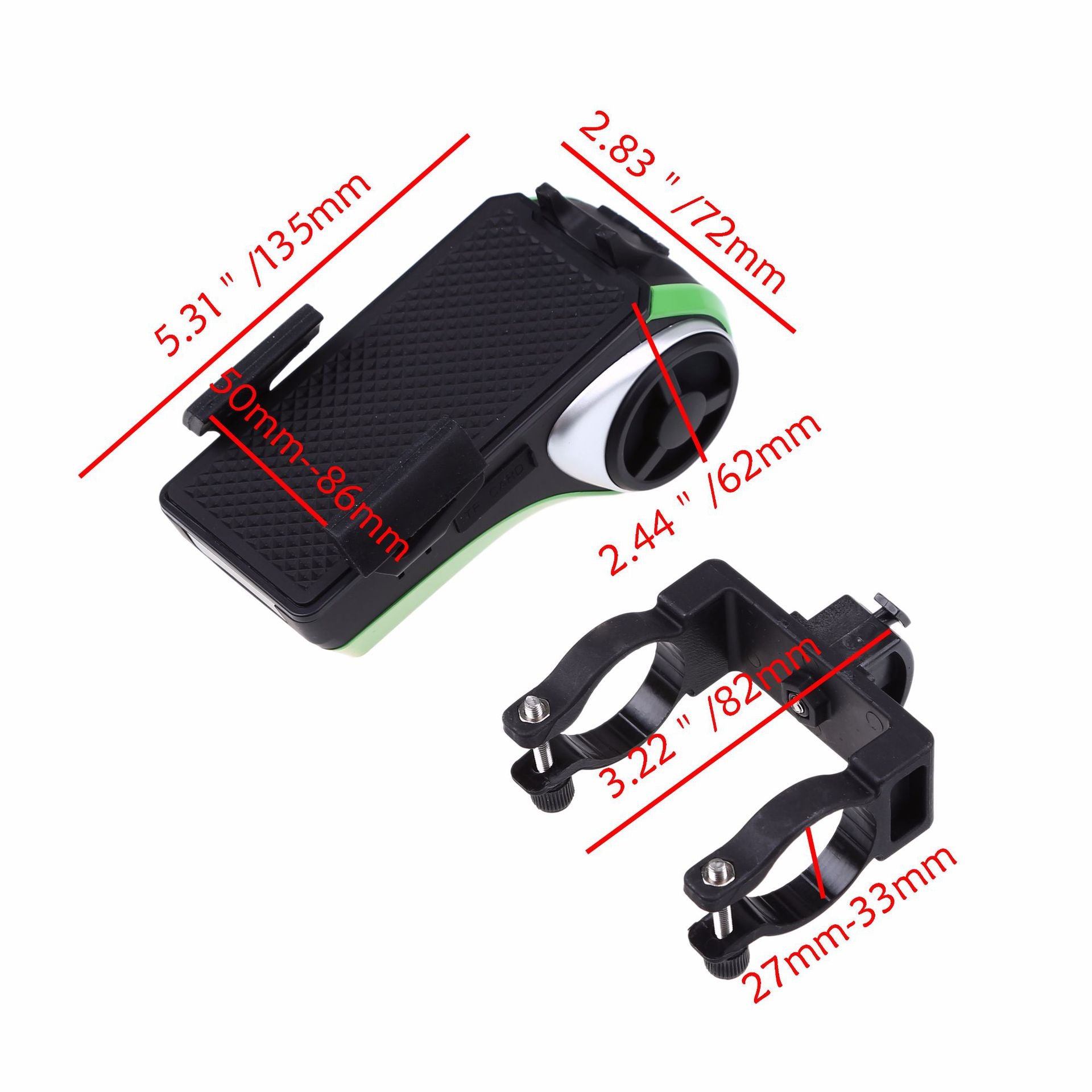 Bike Phone Holder with Speaker and Light