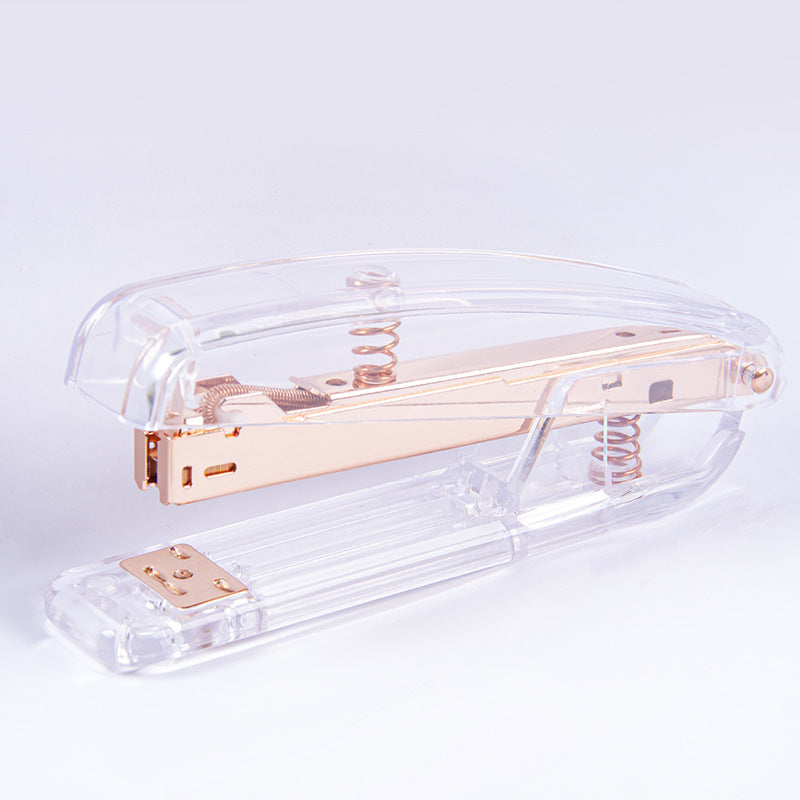 Rose Gold Manual Stapler with 100 Staples for Office