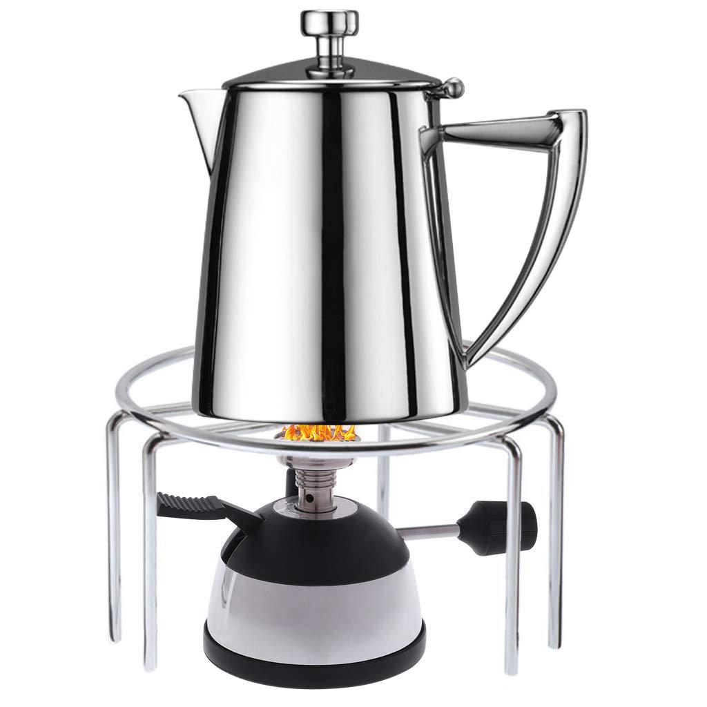 French Coffee Syphon Burner with Gas Stove and Moka Pot