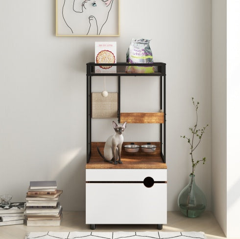 Litter Box Cabinet with Cat Tree Tower
