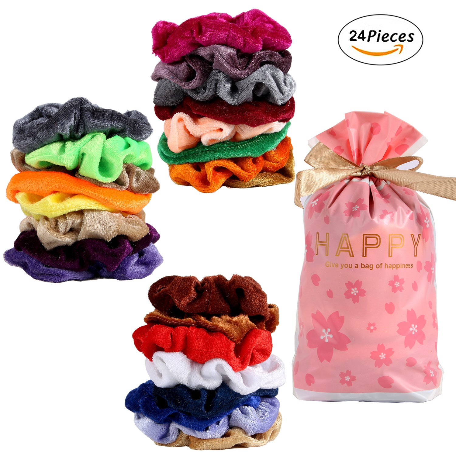 50 Color Velvet Hair Tie Set for Hair Bundling