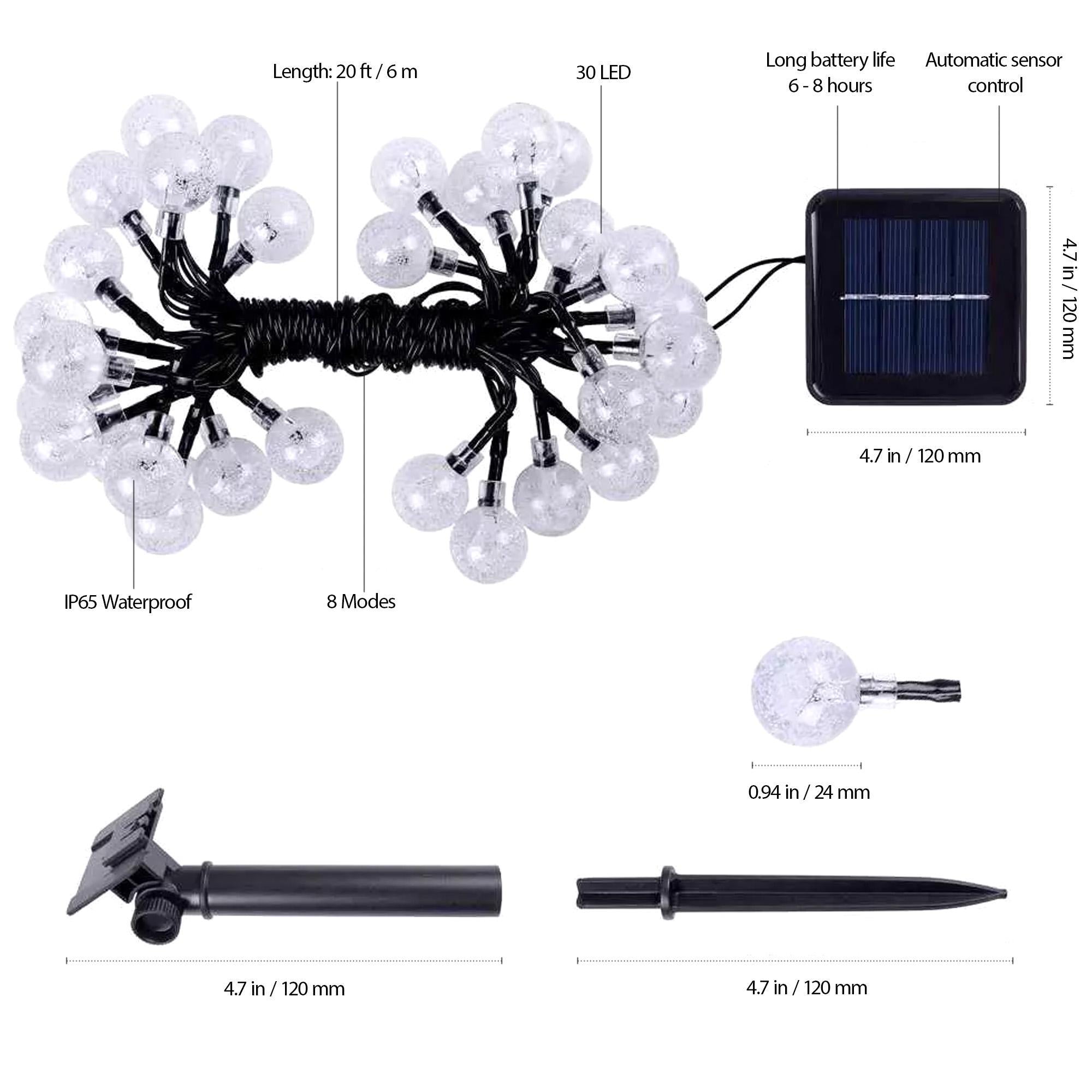 Solar String Light Outdoor 30 LED Powered Garden Path Yard