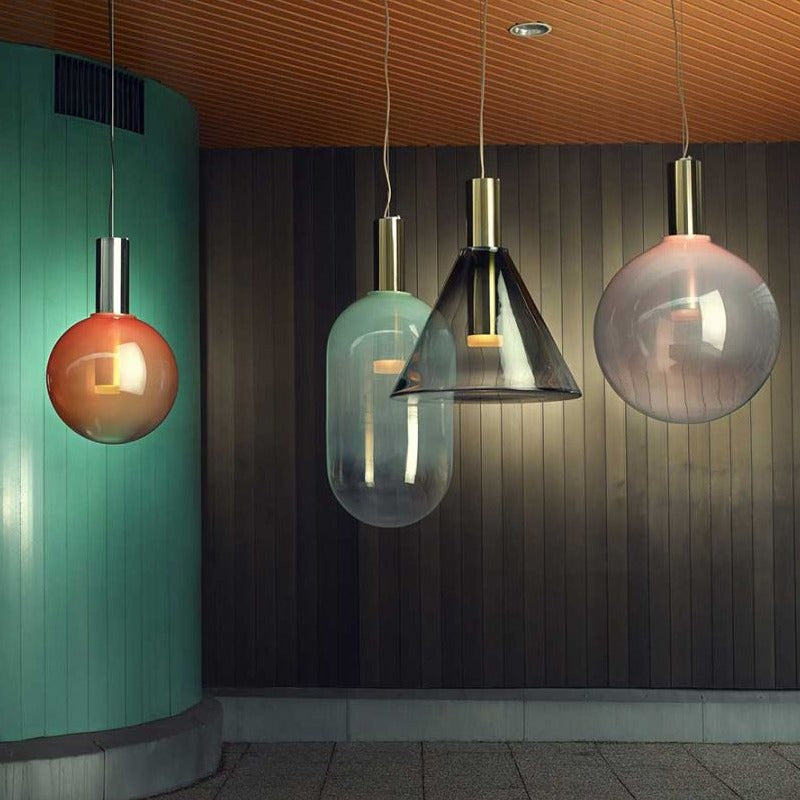 Nordic Geometric Stained Glass Chandelier