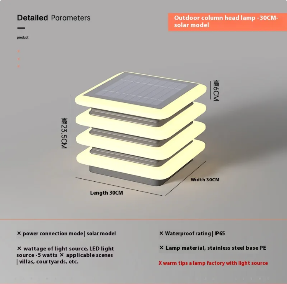 Solar Waterproof Wall Pillar Lamp