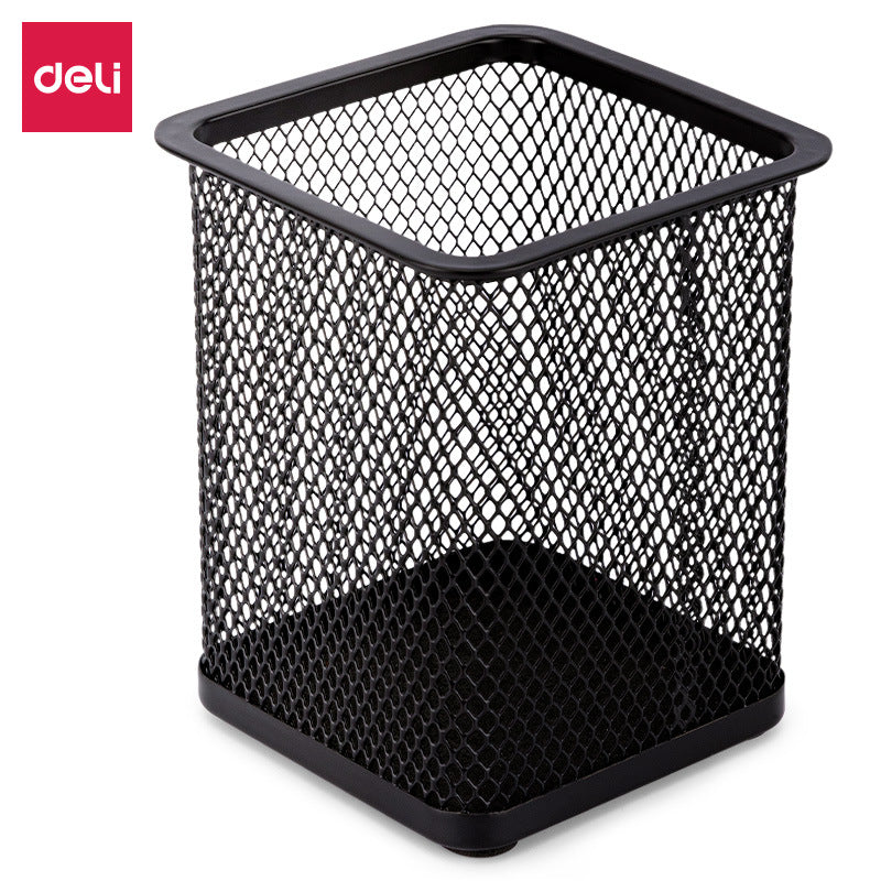 Deli 909 Metal Round Pencil Holder for Desk Storage
