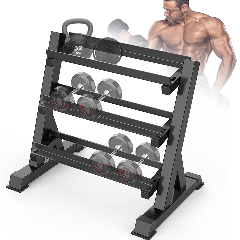 Adjustable 3-Tier Dumbbell Rack Stand, 1100 lb Capacity
