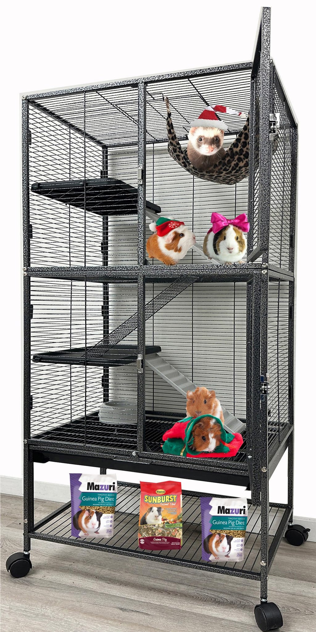 Large Two-Story Double Unit Ferret Cage with Hammock