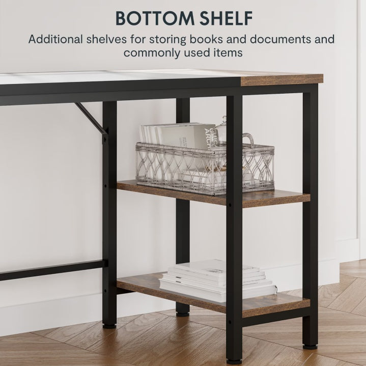 63-Inch Wood & Steel Computer Desk, Black