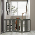 Wooden Freestanding Foldable Dog Gate - 3 Panels, Grey
