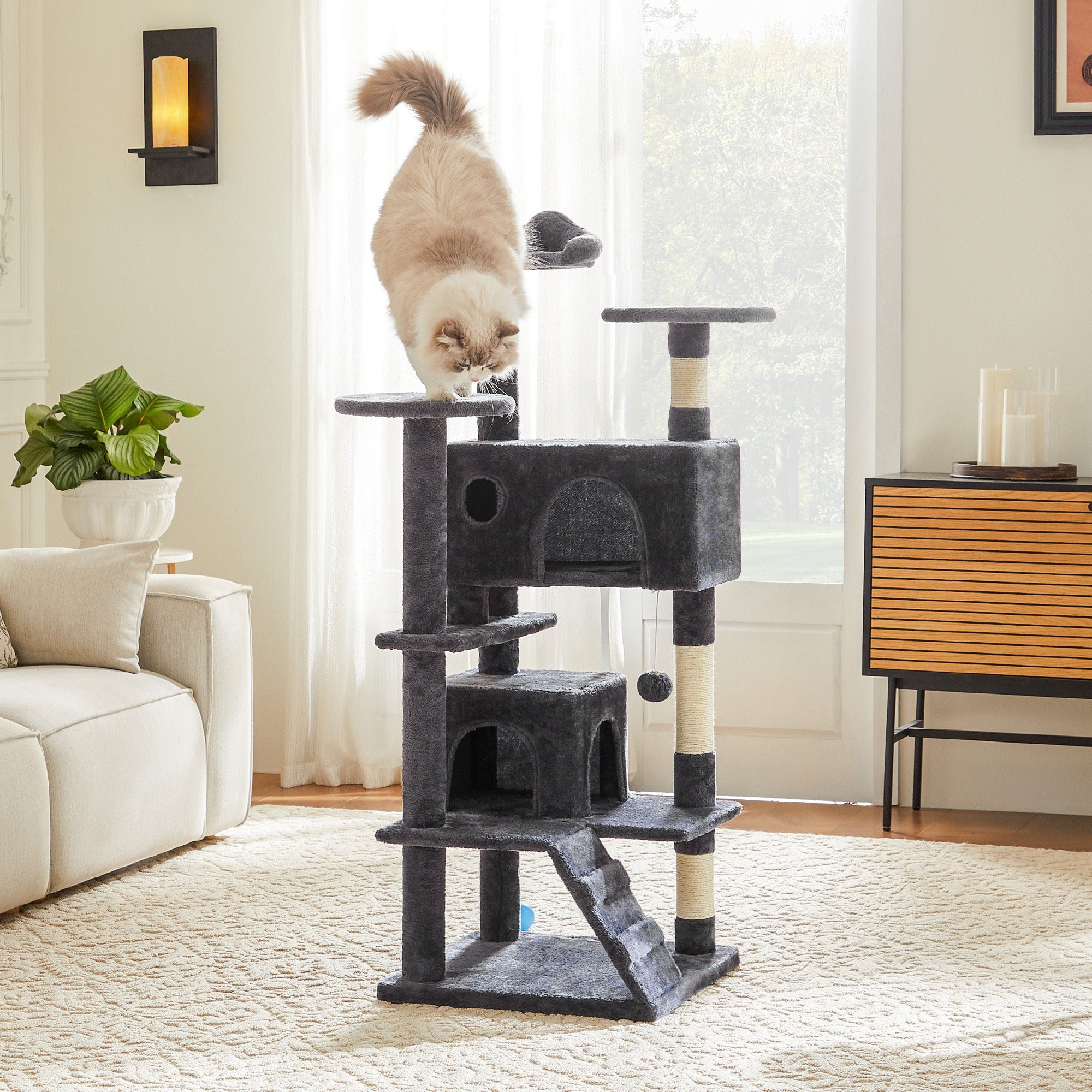 Large Multi-Level Cat Tree Tower with Scratching Post