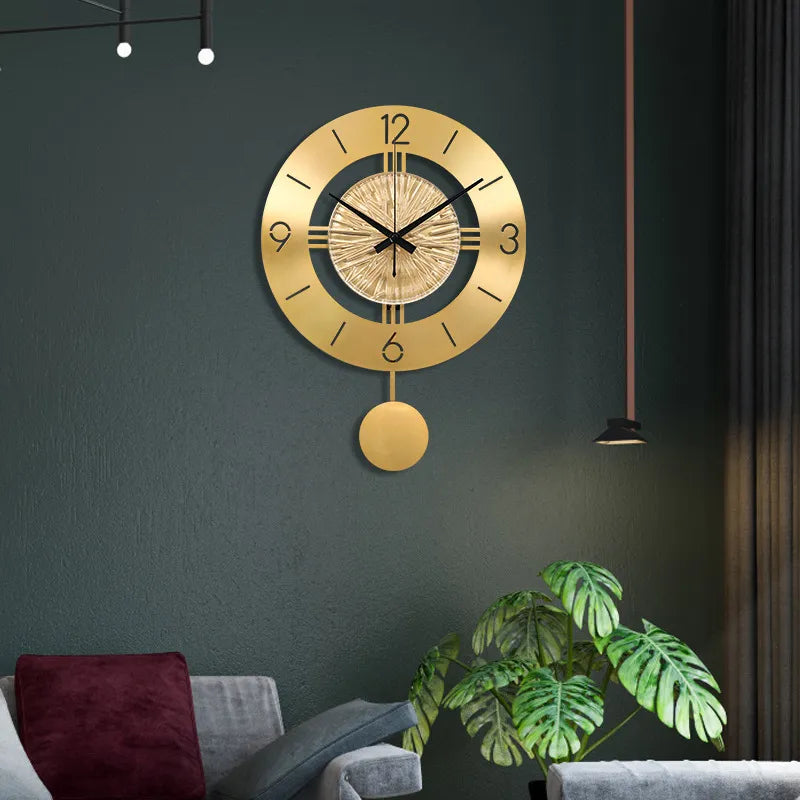 Metal Wall Clock with Pendulum