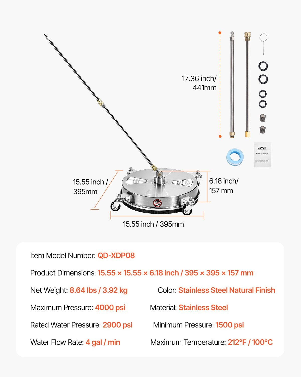 15" Pressure Washer Surface Cleaner