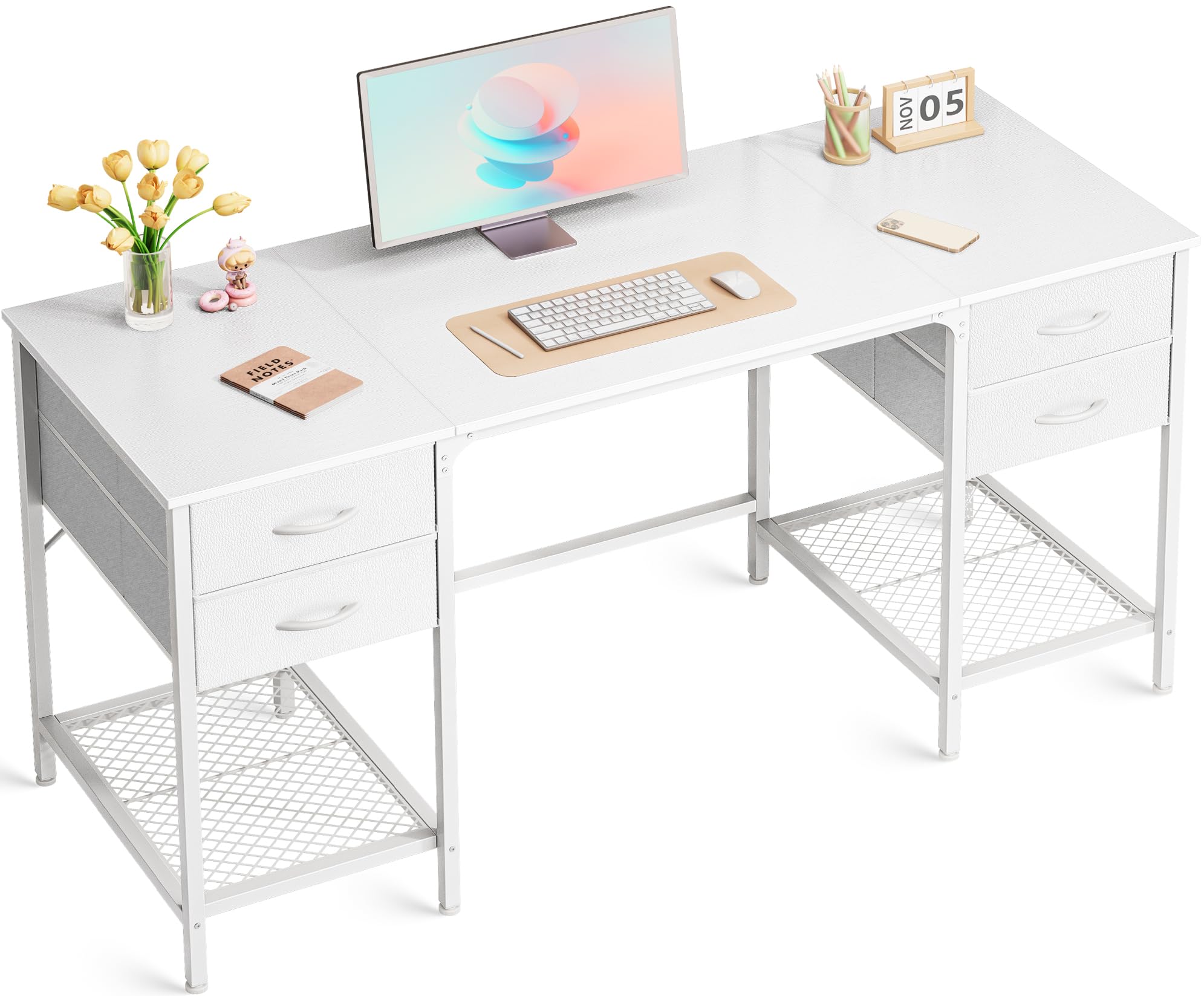 55-Inch Computer Desk with 4 Drawers