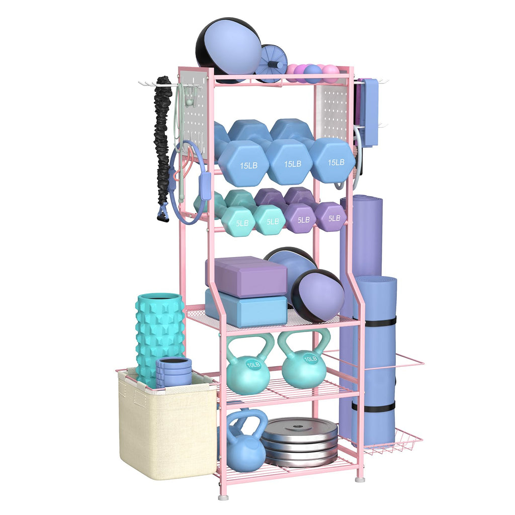 6-Tier Dumbbell & Gym Storage Rack with Pegboard