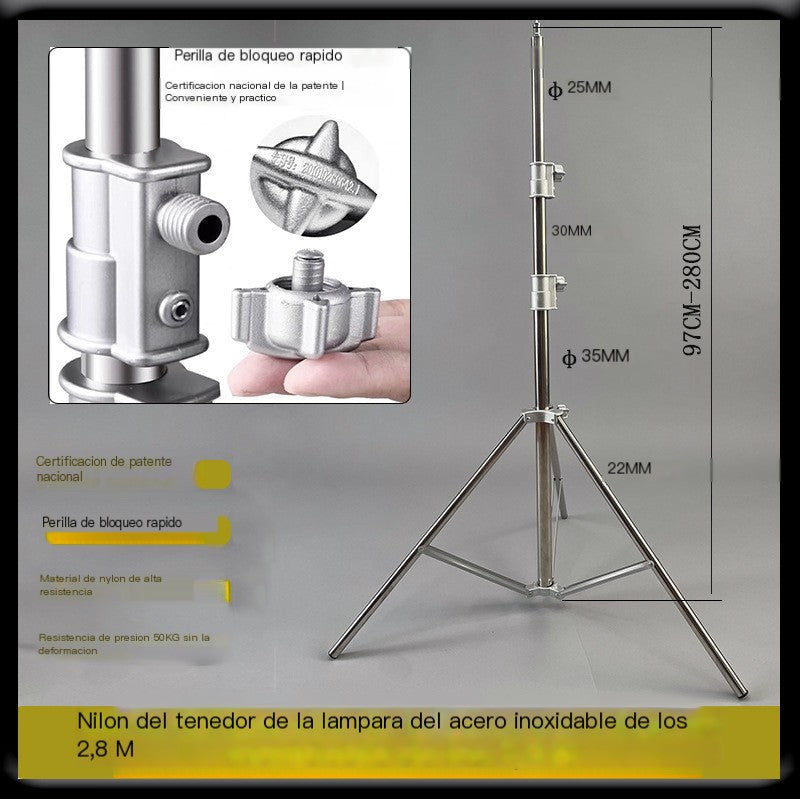 2.8m Heavy-Duty Stainless Steel Photography Light Stand