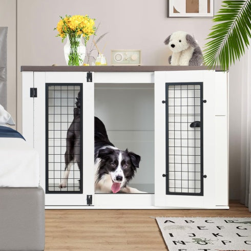 Furniture-Style Wooden Dog Crate, Double Door