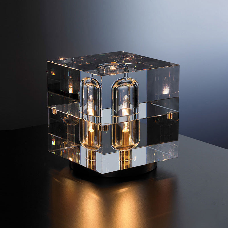 Pure Copper Table Lamp with Crystal Accent