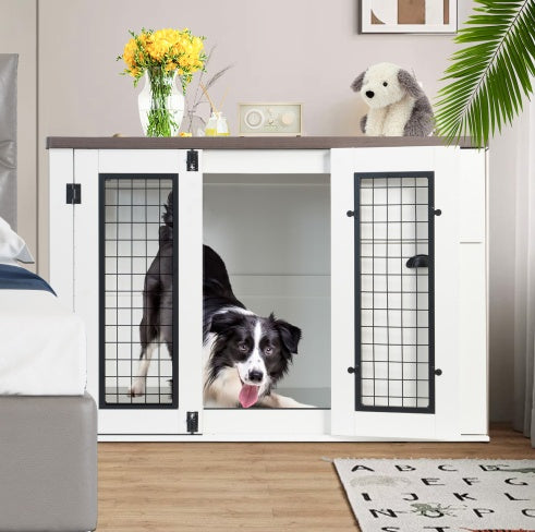 Furniture-Style Wooden Dog Crate, Double Door