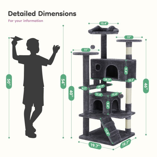54-Inch Multi-Story Cat Tree Tower