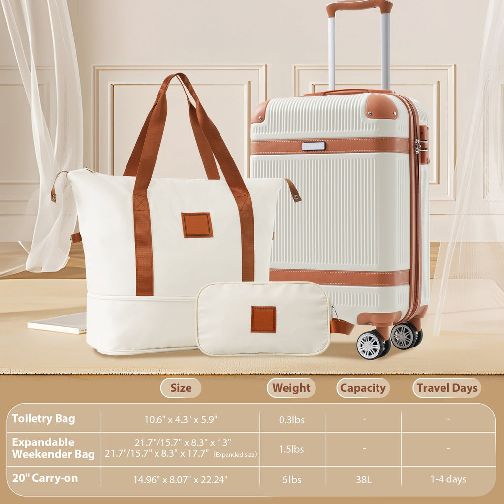 Hard-Shell 3-Piece Luggage Set with TSA Lock