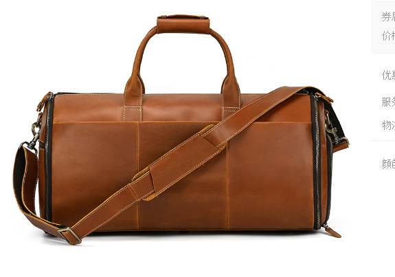 Vintage Leather Duffle Travel Bag