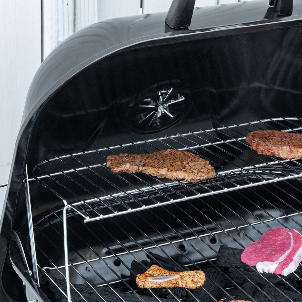 Portable BBQ Charcoal Grill with Wheels and Utensils