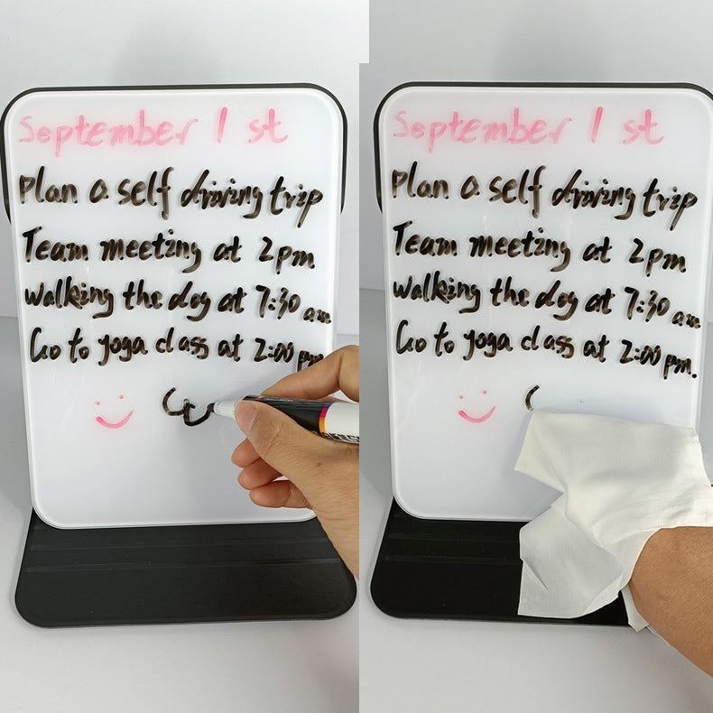 PU Case Glass Desktop Whiteboard - Portable Foldable Memo Board