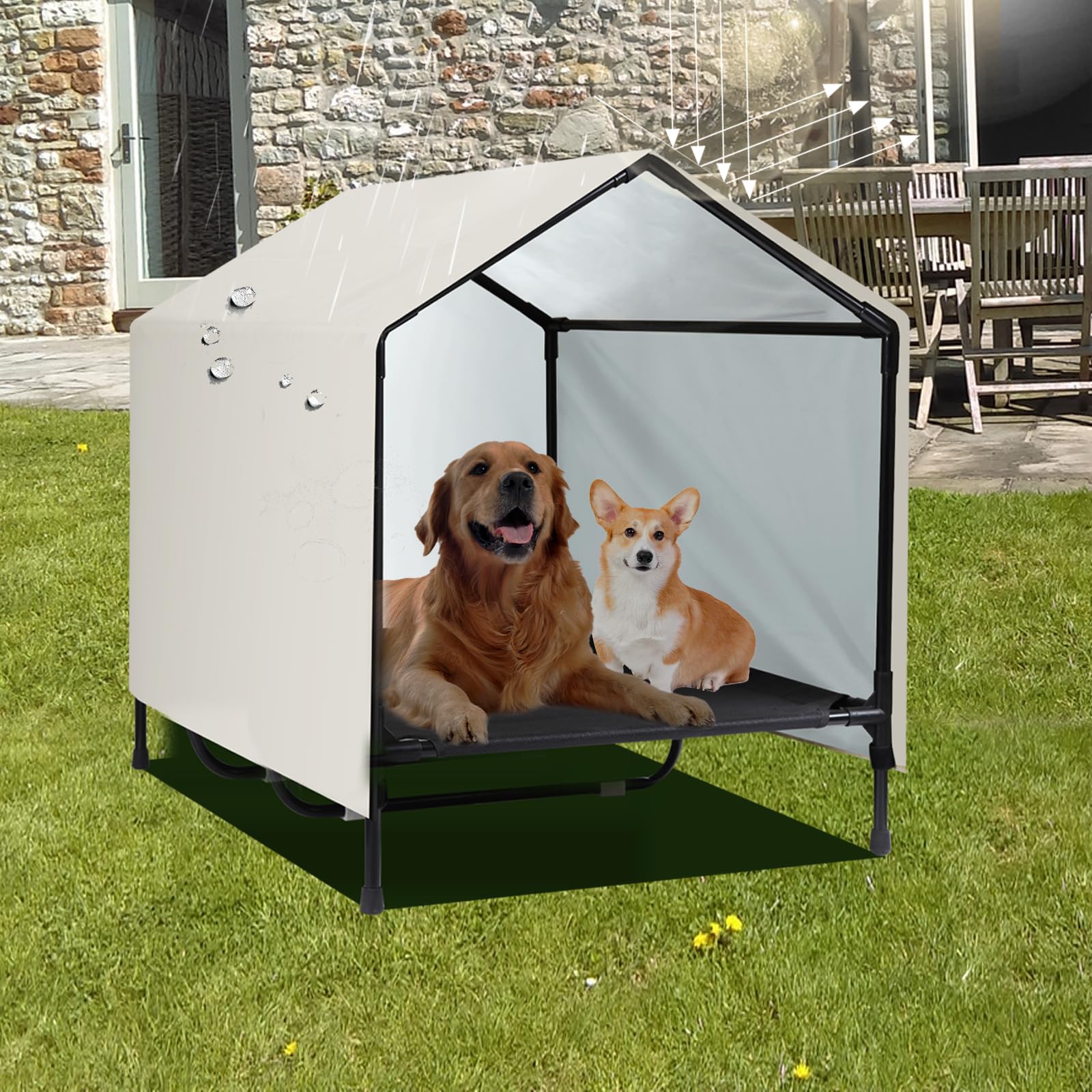 Elevated Outdoor Dog Bed with Canopy