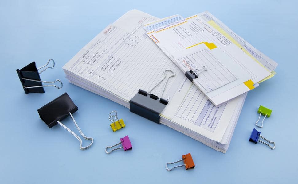 Medium 1 1/4" (32mm) Black Binder Clip (12/Pack)