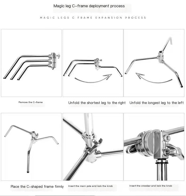 Stainless Steel C-Shape Lighting Stand