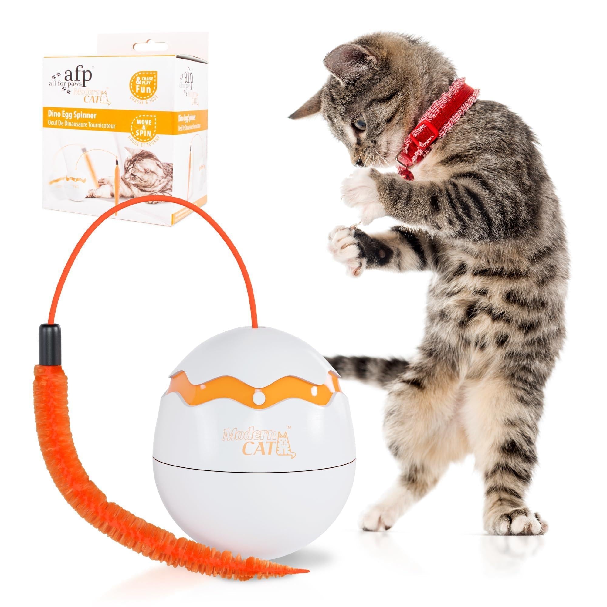 Interactive Cat Toy Dino Egg White Automatic Toy with 360 Degree Rotation