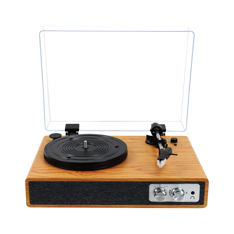 Wood-Finish Retro Bluetooth Turntable