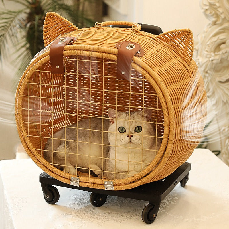 Portable Pet Trolley Woven Luggage