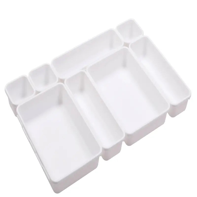 8pcs Interlocking Desk Drawer Organizer Storage Bins