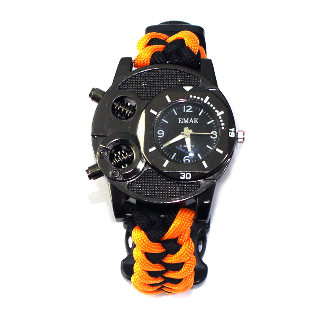 Outdoor Survival Nylon Paracord Watch with Compass